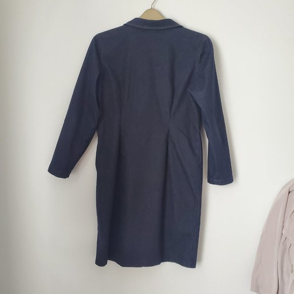 Women's Button Down Denim Shirt Dress Long Sleeve Snap Buttons Pointed Collar - Picture 6 of 6